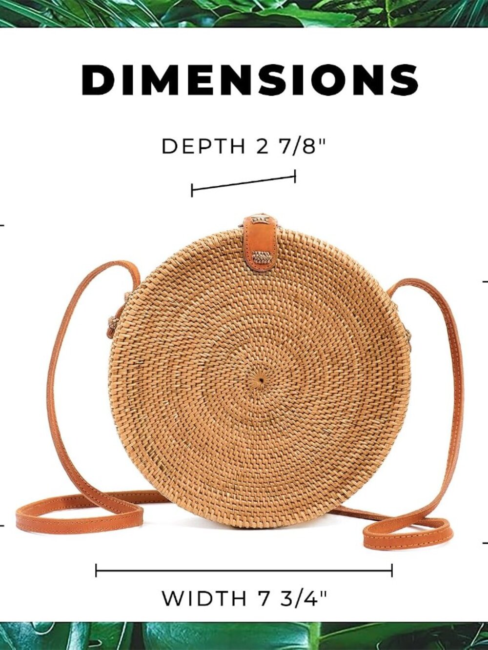 Handmade Rattan Purse - Straw Wicker Crossbody Bag for Women | Brown Ata Woven B - Picture 5 of 6